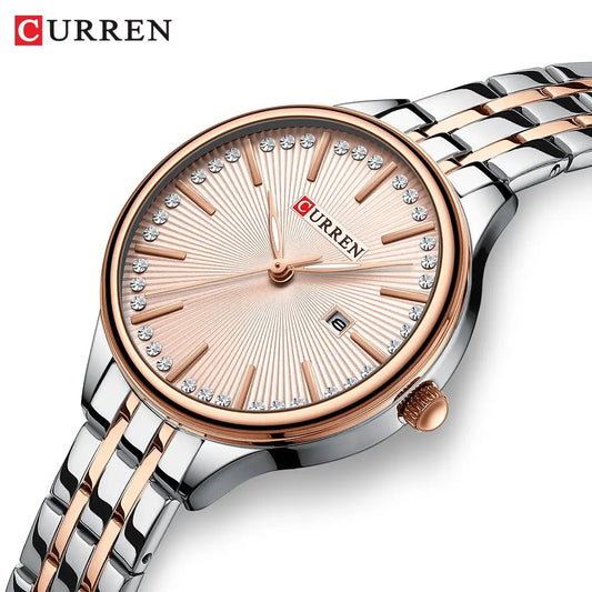 CURREN 9099 Small Dial Simple Stainless Steel Ladies Watch-Rose gold