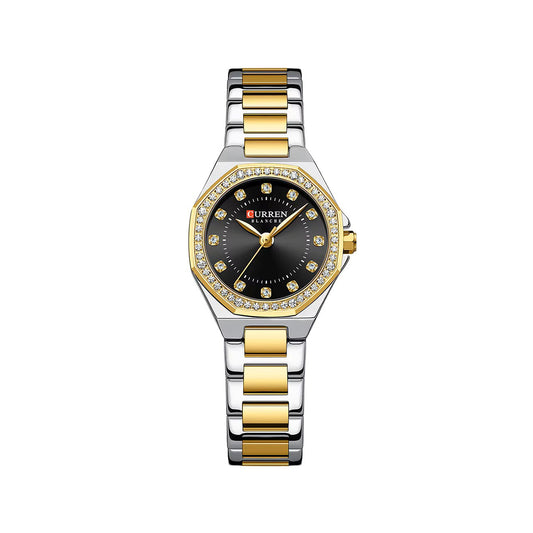 CURREN 9100 Elegant Fashion Stainless Steel Ladies Watch-Gold Black