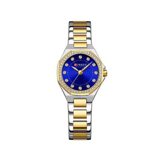 CURREN 9100 Elegant Fashion Stainless Steel Ladies Watch-Gold Blue