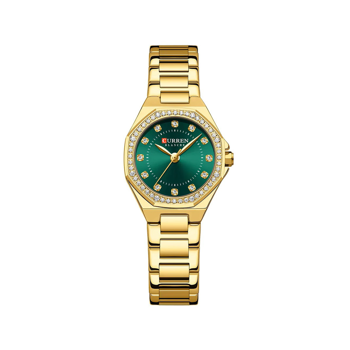 CURREN 9100 Elegant Fashion Stainless Steel Ladies Watch-Gold Green