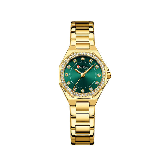 CURREN 9100 Elegant Fashion Stainless Steel Ladies Watch-Gold Green