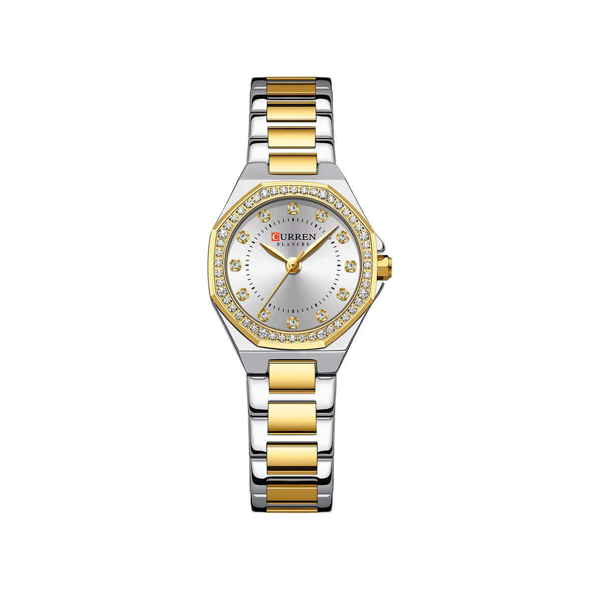 CURREN 9100 Elegant Fashion Stainless Steel Ladies Watch-Gold White
