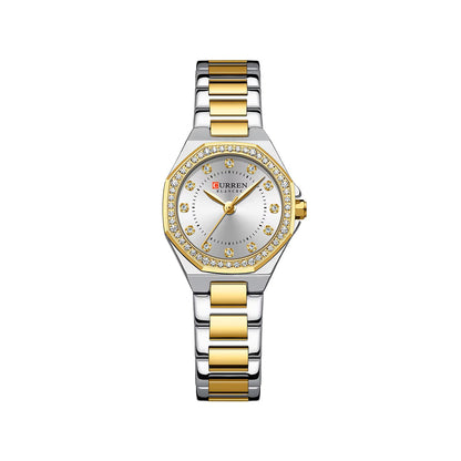 CURREN 9100 Elegant Fashion Stainless Steel Ladies Watch-Gold White