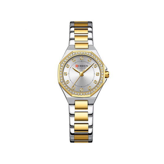 CURREN 9100 Elegant Fashion Stainless Steel Ladies Watch-Gold White