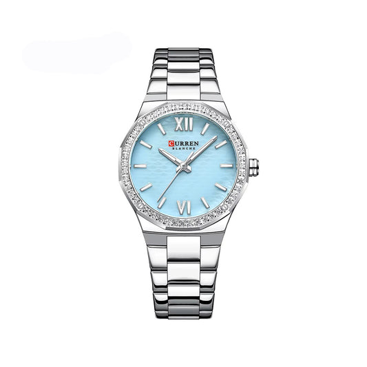 CURREN 9103 Fashion Luminous Quartz Stainless Steel Ladies Watch-Silver Blue