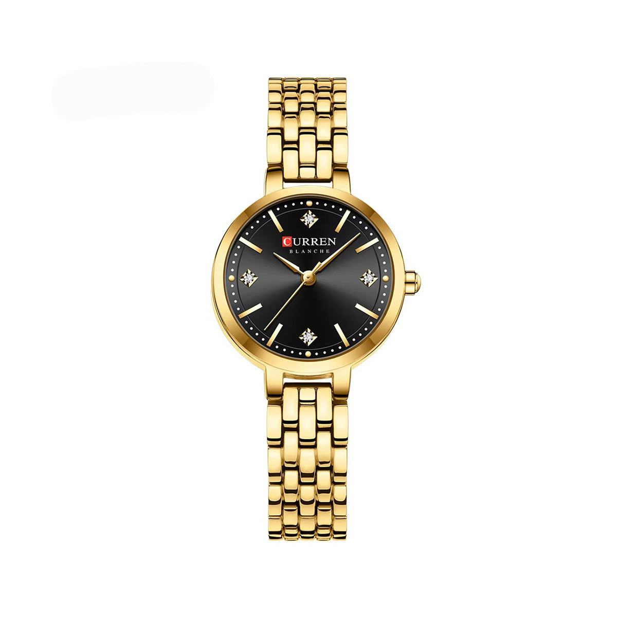 CURREN 9106 Luxury Stone Quartz Ladies Watch-Gold Black