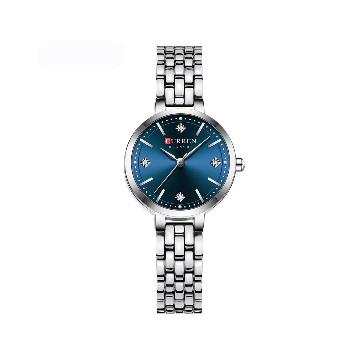 CURREN 9106 Luxury Stone Quartz Ladies Watch-Silver Blue