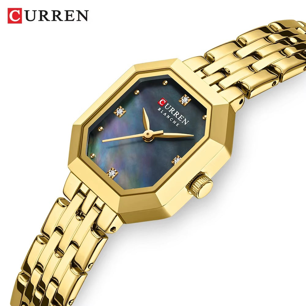 CURREN 9108 New Casual Quartz Ladies Watch-Gold Black