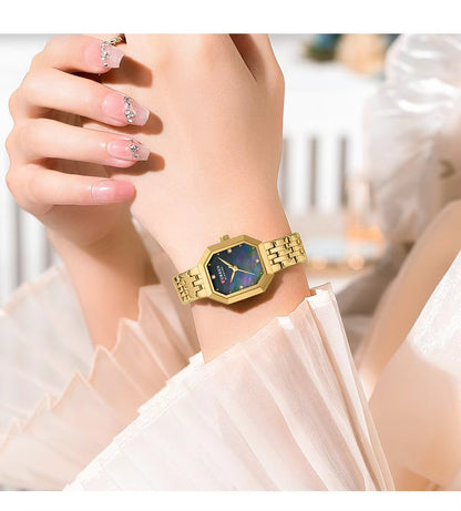 CURREN 9108 New Casual Quartz Ladies Watch-Gold Black