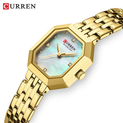 CURREN 9108 New Casual Quartz Ladies Watch-Gold White