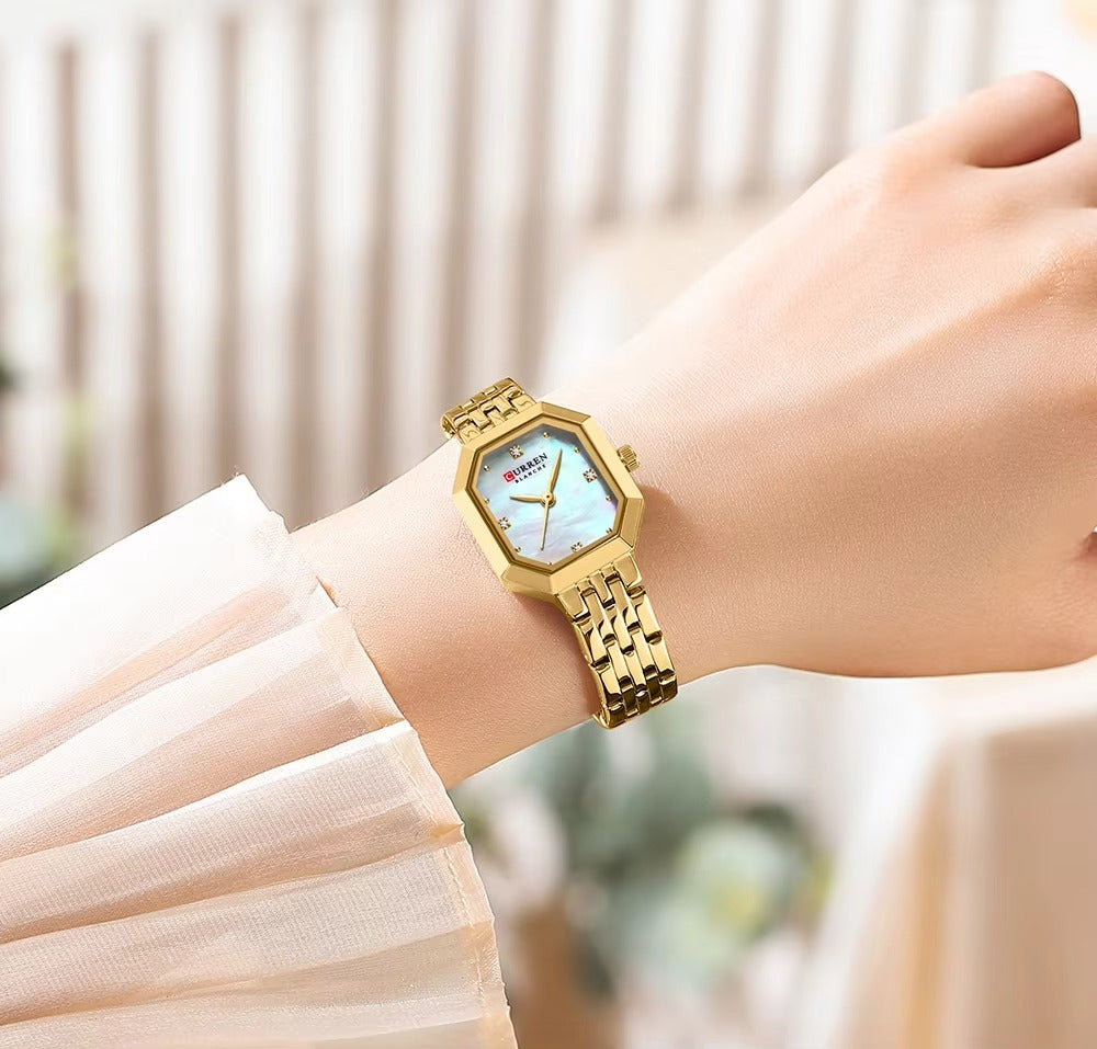 CURREN 9108 New Casual Quartz Ladies Watch-Gold White