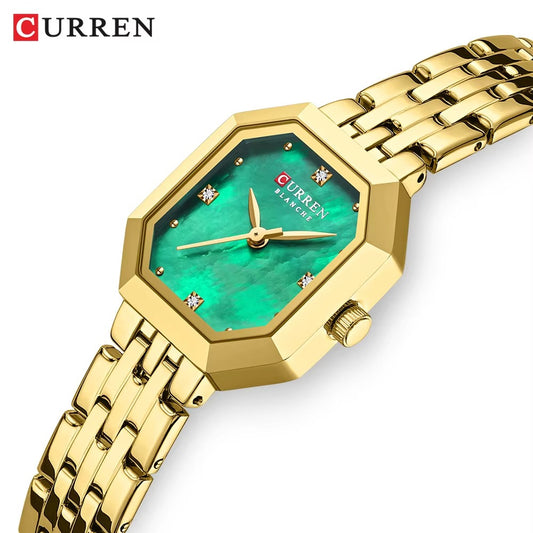 CURREN 9108 New Casual Quartz Ladies Watch-Gold green