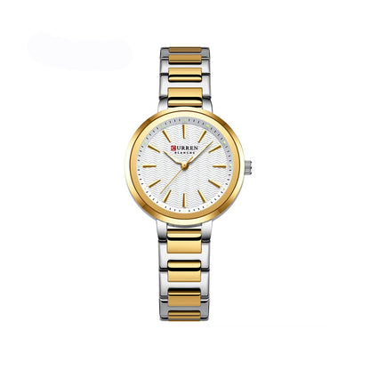 CURREN 9109 New Arrival Elegant Fashion Ladies Watch-Gold White