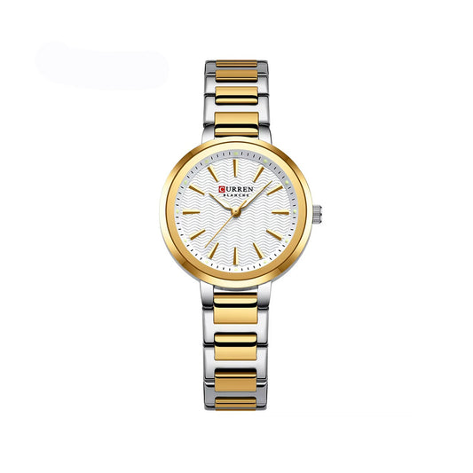 CURREN 9109 New Arrival Elegant Fashion Ladies Watch-Gold White