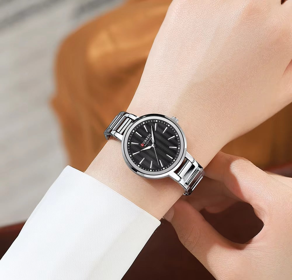 CURREN 9109 New Arrival Elegant Fashion Ladies Watch-Silver Black