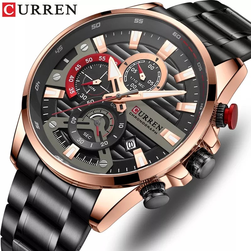 CURREN 8415 Chronograph Luminous Watch for Men - Black