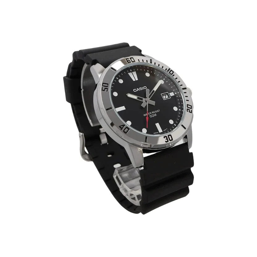 Casio MTP-VD01-1EV Black Dial Dive-Style with Date Display, 50M Water Resistant Men’s Analog Quartz Watch