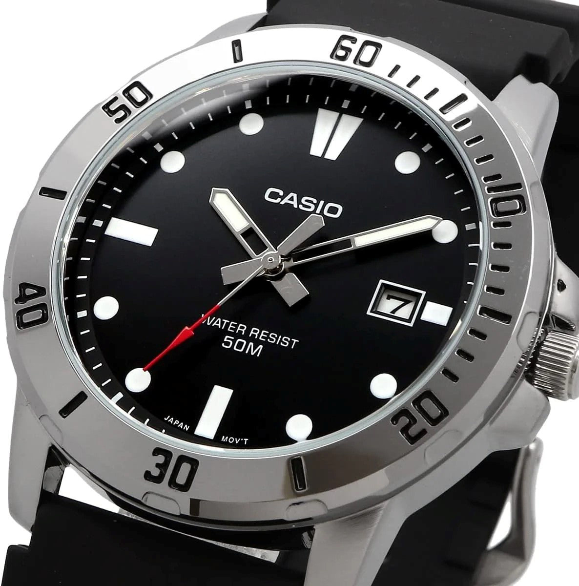 Casio MTP-VD01-1EV Black Dial Dive-Style with Date Display, 50M Water Resistant Men’s Analog Quartz Watch