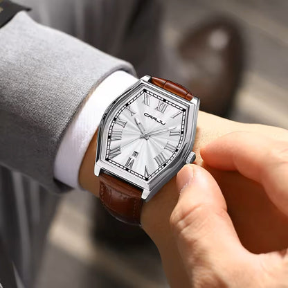 Crrju 5024 Leather Strap Date Display Business Men's watch