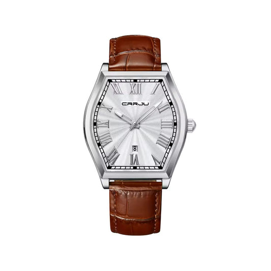 Crrju 5024 Leather Strap Date Display Business Men's watch
