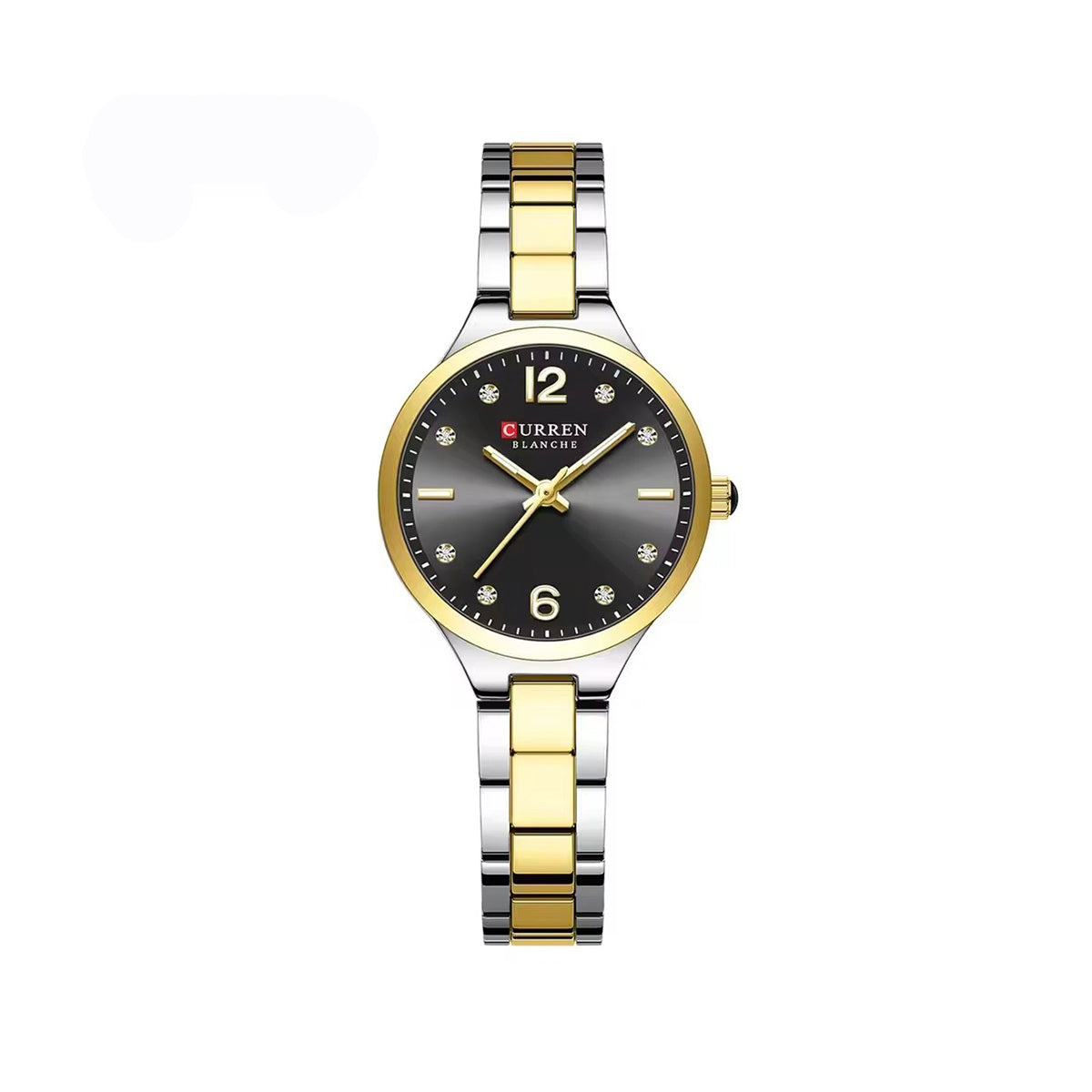 Curren 9105 Elegant Fashion Diamond Ladies Watch-Gold Black