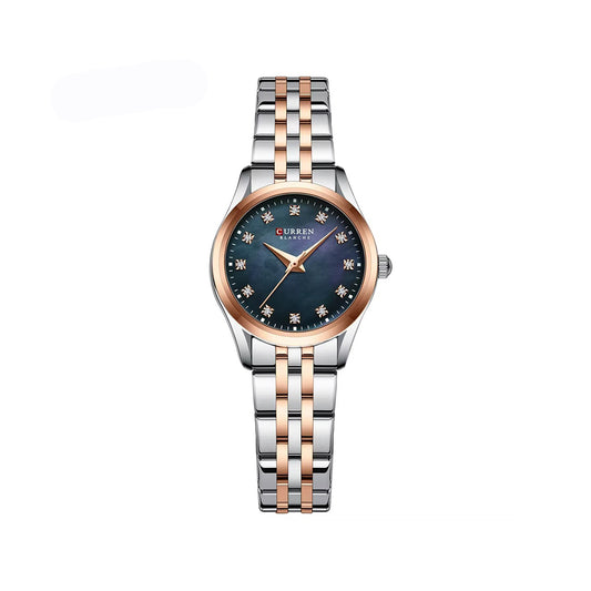 Curren 9111 Simple Diamonds Design Ladies Watch-Rose Blue