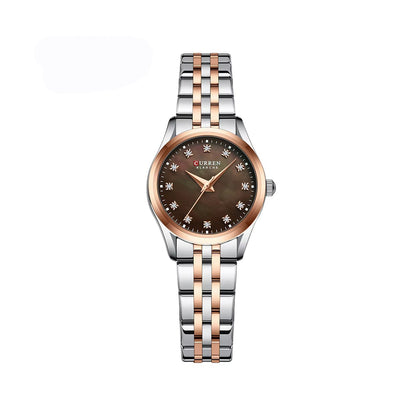 Curren 9111 Simple Diamonds Design Ladies Watch-Rose Brown