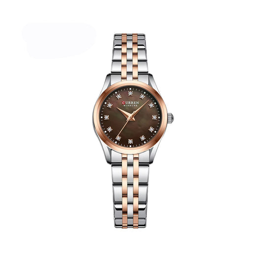 Curren 9111 Simple Diamonds Design Ladies Watch-Rose Brown