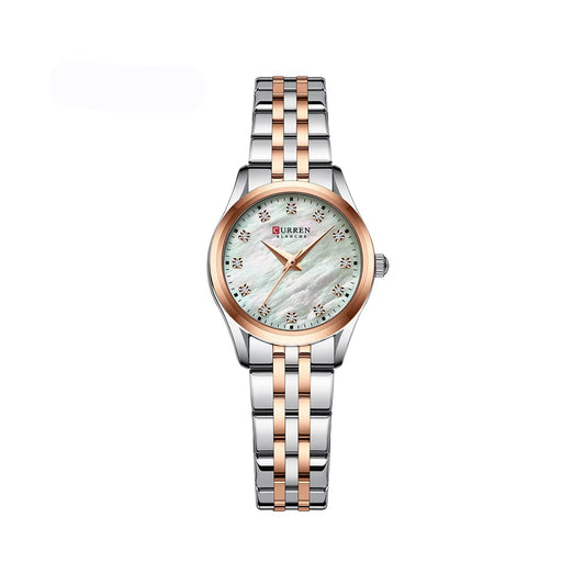 Curren 9111 Simple Diamonds Design Ladies Watch-Rose White