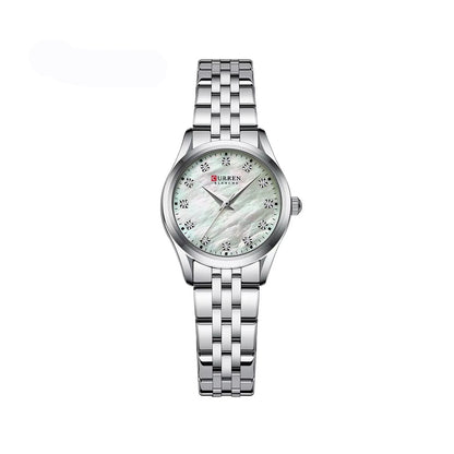 Curren 9111 Simple Diamonds Design Ladies Watch-Silver White