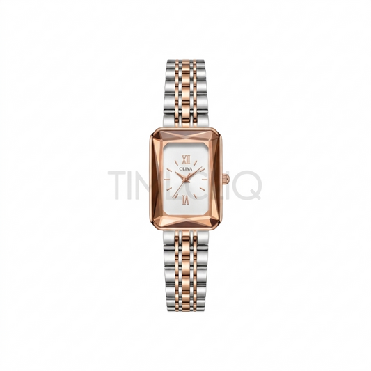 Oliya 6881 Luxury Gold Watch White Square Dial