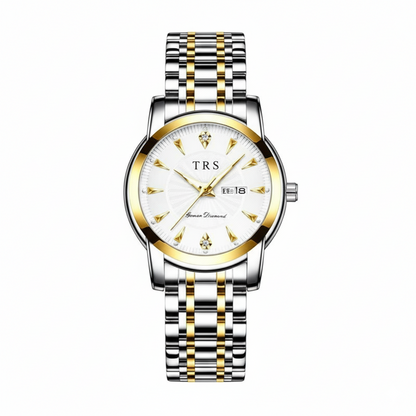 TRSOYE TRS 6603 Luxury Design Elegant Watch For Women-  Silver Gold
