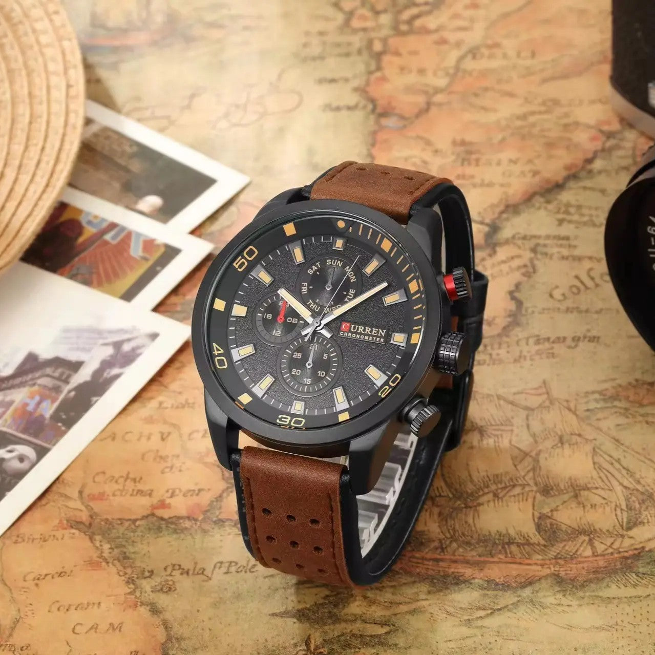 CURREN 8250 Casual Wrist Watch Analog Military Sports Men Watch Leather Strap