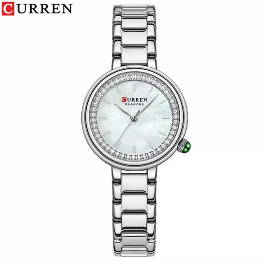 Curren 9089 Trendy Quartz Movement Wristwatch for Women - Silver