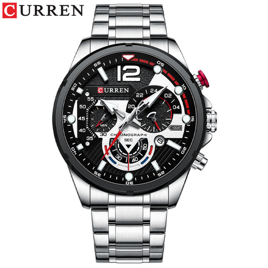 CURREN 8395 Luxury Brand Watch for Men - Silver & Black