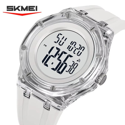 SKMEI 2489 Digital Watch Activity Silicone Strap Water Resist Chrono Calendar Sports Watch- White - 1299