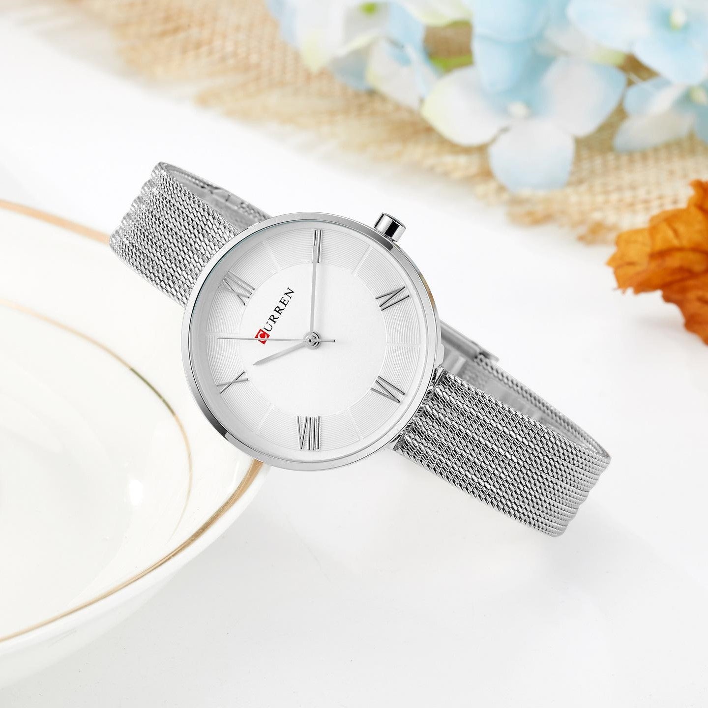 CURREN C9020SL Classic Chain Watch for Women - Silver