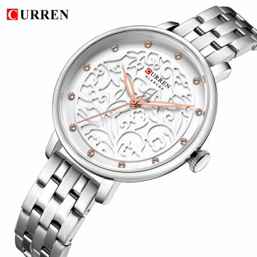 Curren C9046L Stainless Steel Analog Watch for Women - Silver