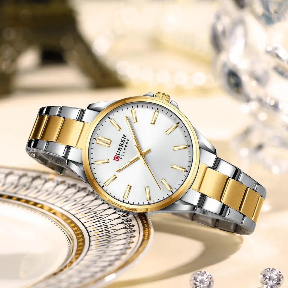 CURREN 9090 Watches for Women – Silver Gold & White