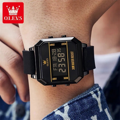 OLEVS 1103 Multifunction Digital Luminous Fashion Cool Sports wristwatch- Black