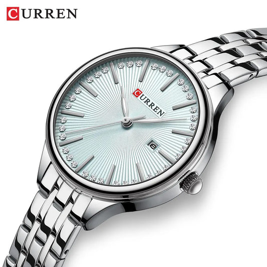 CURREN 9099 Small Dial Simple Stainless Steel Ladies Watch- Silver
