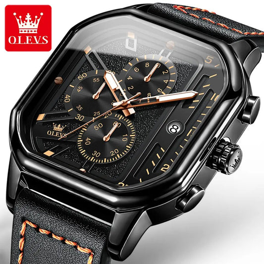 OLEVS 9950 skeleton design fashion custom Men's wristwatch- Black