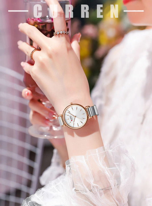 Curren 9081 Quartz Wristwatches for Women - Silver & White