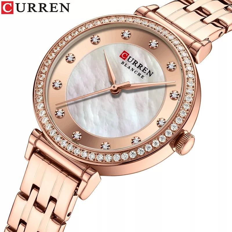 CURREN 9087 Watches for Women – Rose Gold & White