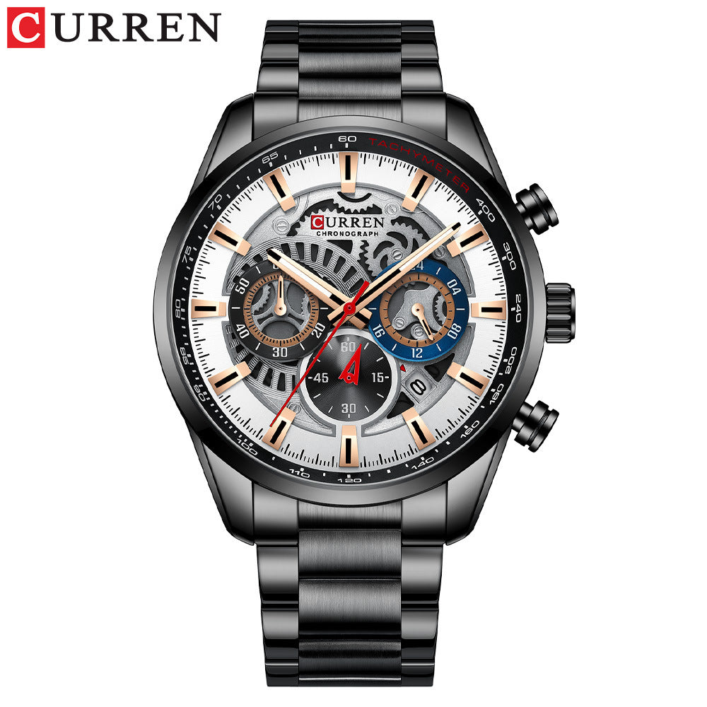 CURREN 8391 Stainless Steel Watch for Men - Black & Silver