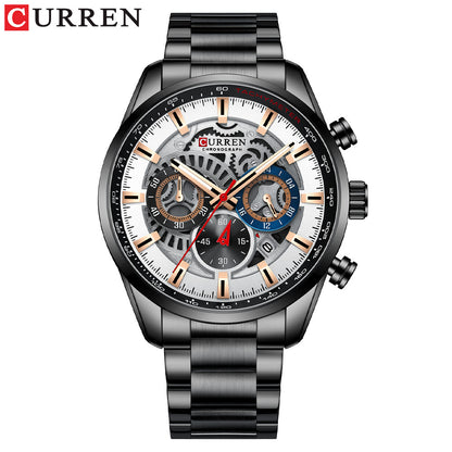 CURREN 8391 Stainless Steel Watch for Men - Black & Silver