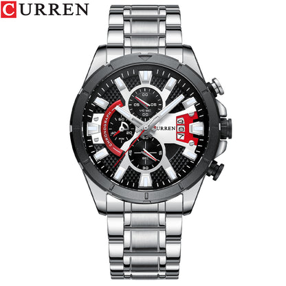 CURREN 8401 Stainless Steel Wrist Watch for Men - Silver & Black