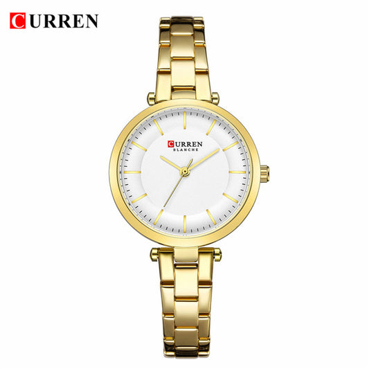 Curren 9054 Quartz Bracelet Watch for Women - Golden & White