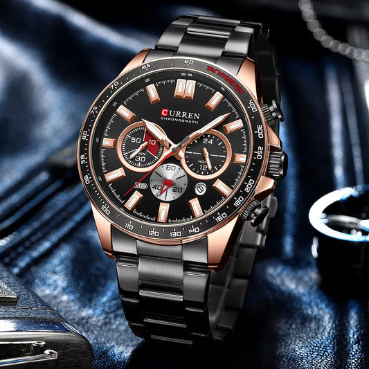 CURREN 8418 Chronograph Luminous Watch for Men - Black