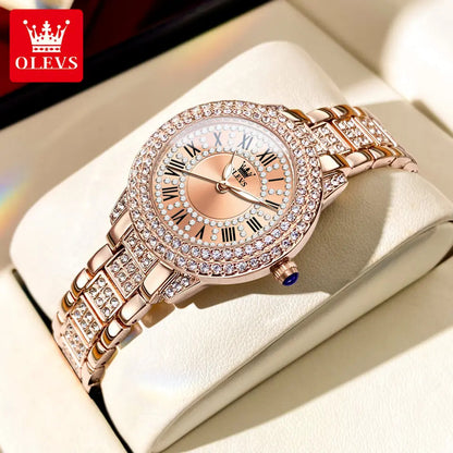 Olevs 9943 Luxury Fashion Ladies Diamond Rhinestone Quartz Watch For Women